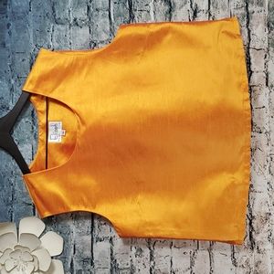 Vintage | Elizeh Ethereal Fairycore Orange Satin Black Tie Formal Top